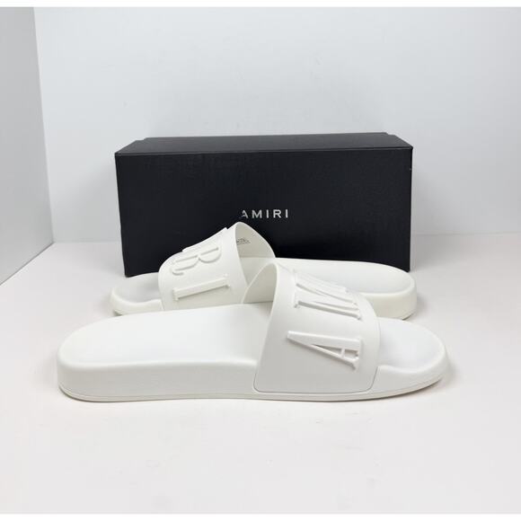 AMIRI White Embossed Logo Rubber Slide Sandals main image 5